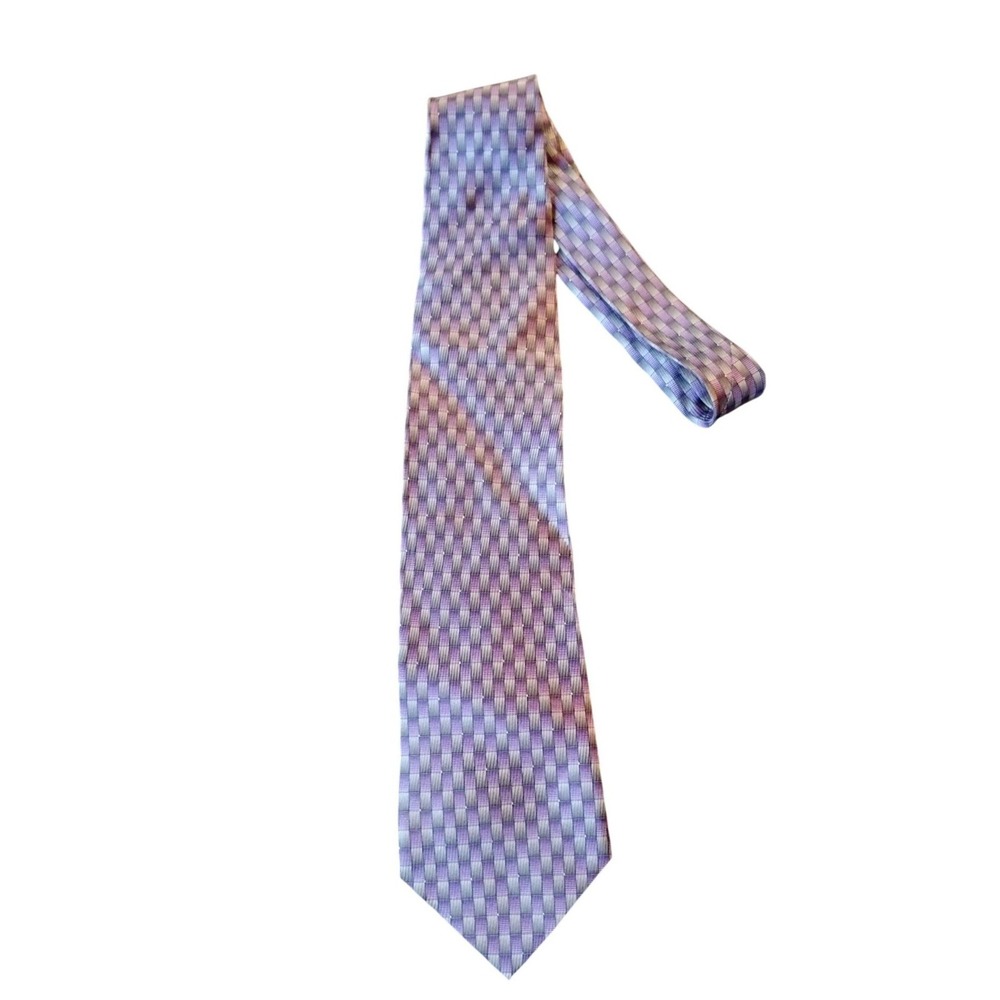 Reaction Kenneth Cole 100% Silk Purple‎ Check Tie Men's Classic Dress Necktie